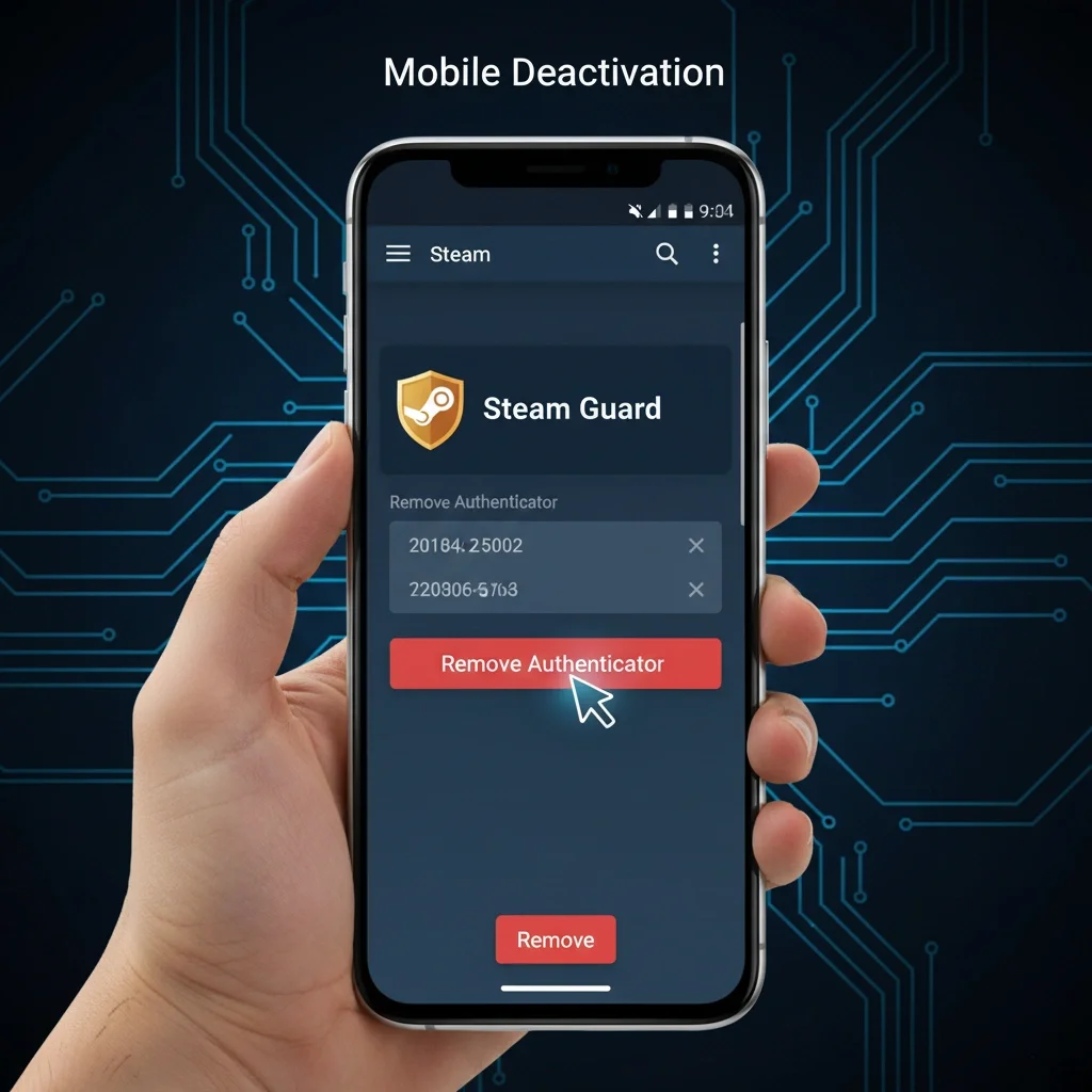 آموزش غیر فعال کردن استیم گارد گزینه حذف استیم گارد (Remove Authenticator) در اپلیکیشن موبایل استیم
