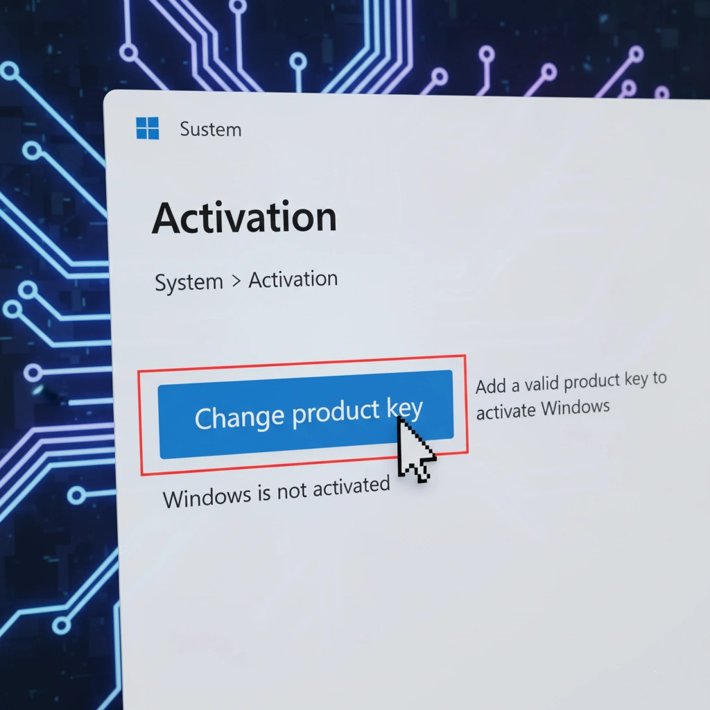 آموزش فعال سازی ویندوز با لایسنس اورجینال نمای کلی صفحه تنظیمات فعال سازی ویندوز (Activation) برای وارد کردن لایسنس