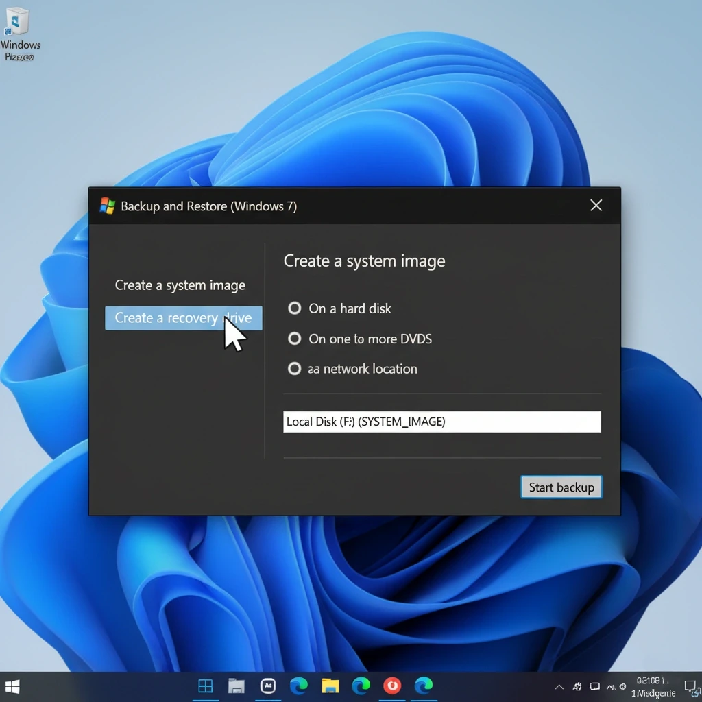 آموزش بکاپ گرفتن از ویندوز نحوه ایجاد ایمیج کامل سیستم (System Image) از ویندوز روی هارد اکسترنال