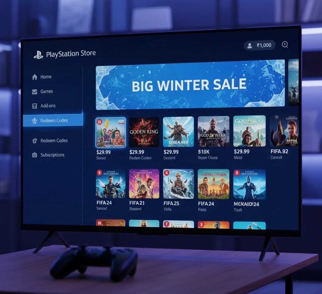 گیفت کارت پلی استیشن هند آموزش فعال سازی گیفت کارت پلی استیشن هند در منوی Redeem Codes