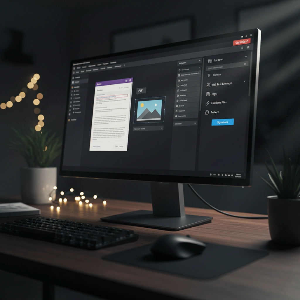 اکانت ادوبی آکروبات استاندارد 2025 رابط کاربری ادوبی آکروبات استاندارد 2025 در حال ویرایش و مدیریت فایل PDF
