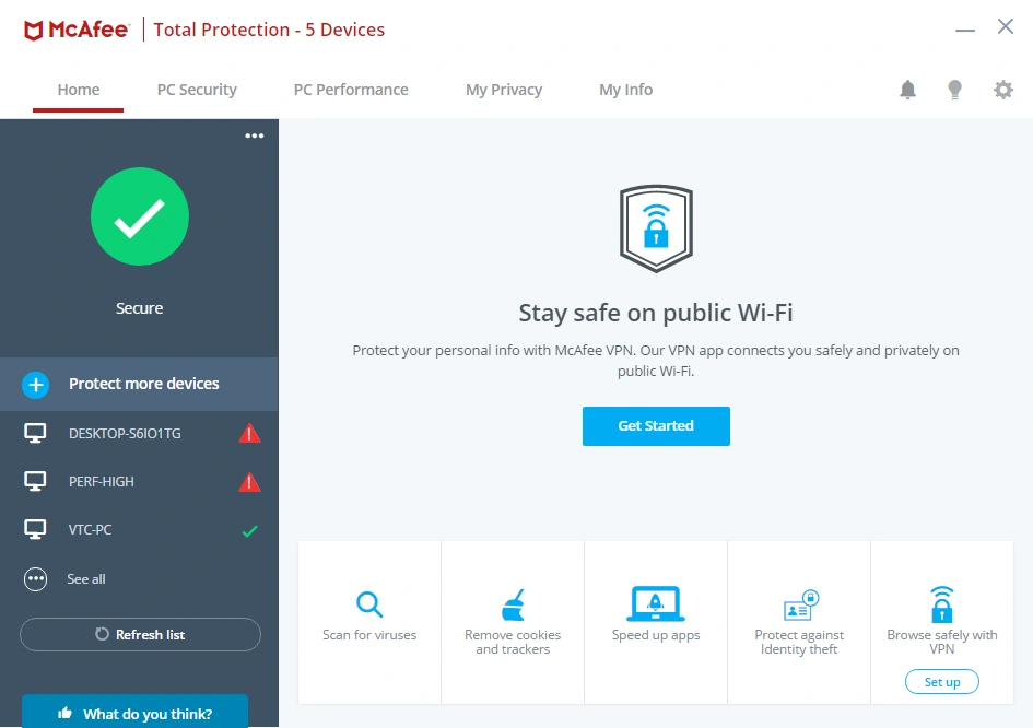 لایسنس آنتی ویروس مک آفی توتال پروتکشن محیط کاربری آنتی ویروس مک آفی توتال پروتکشن