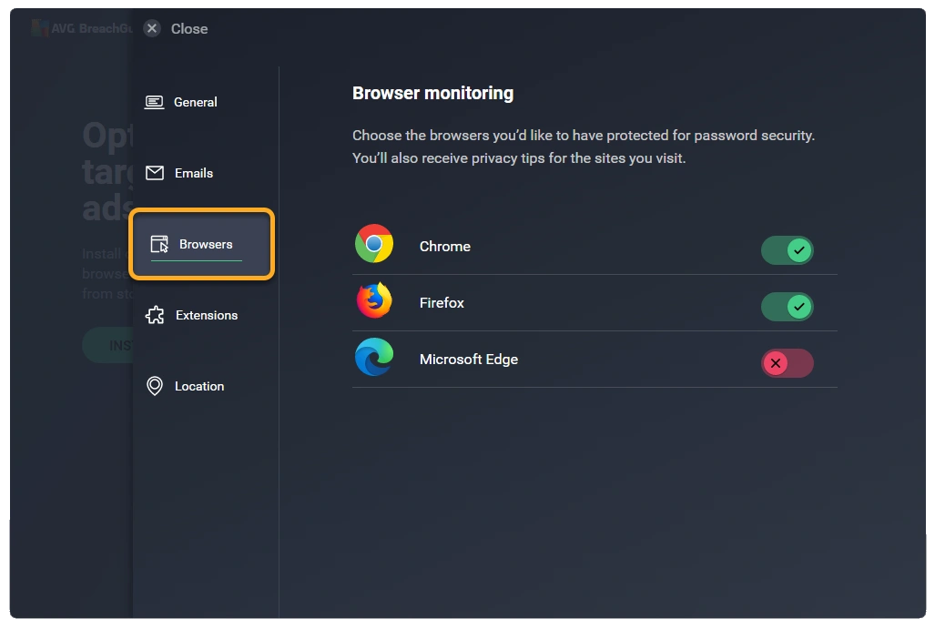 آنتی ویروس AVG BreachGuard محیط کاربری آنتی ویروس AVG BreachGuard